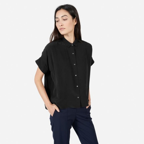 Everlane Tops - Washed Black Everlane Square Silk Shirt Size 8